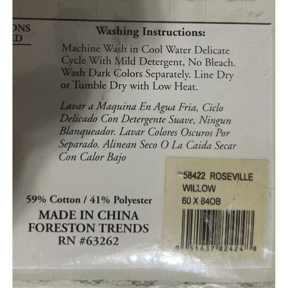 Vintage Foreston Trends Roseville Willow Tablecloth Green 60x84